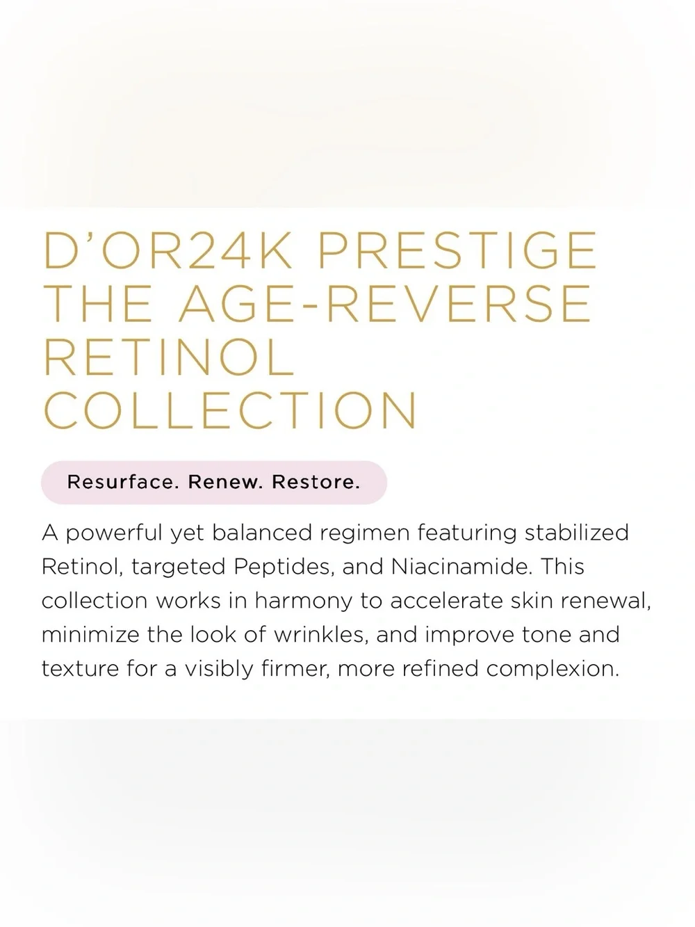 NWT D'OR24K Prestige Age Reverse Retinol Collection 5-Piece Gift Set Box
